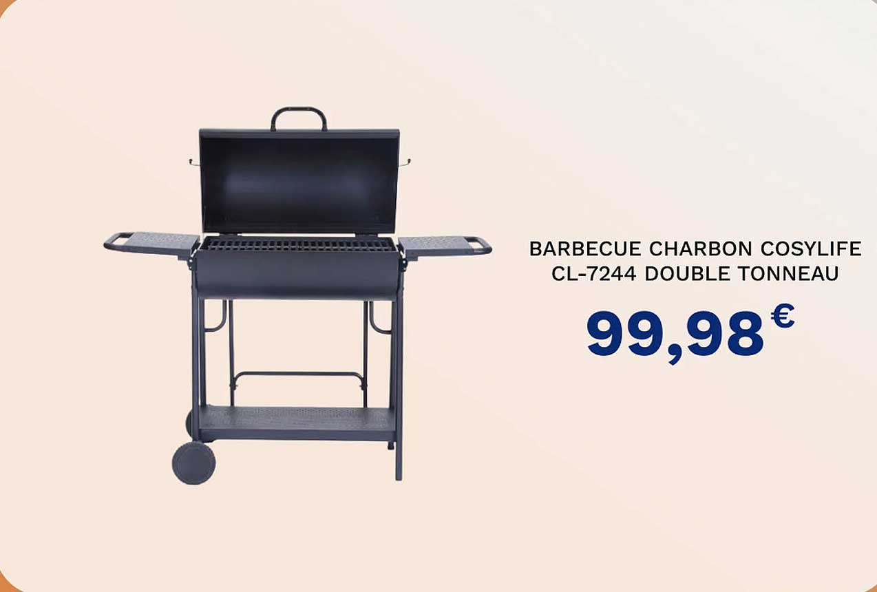 barbecue charbon cosylife cl-7244 double tonneau