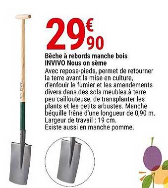 bêche à rebords manche bois invivo nous on sème