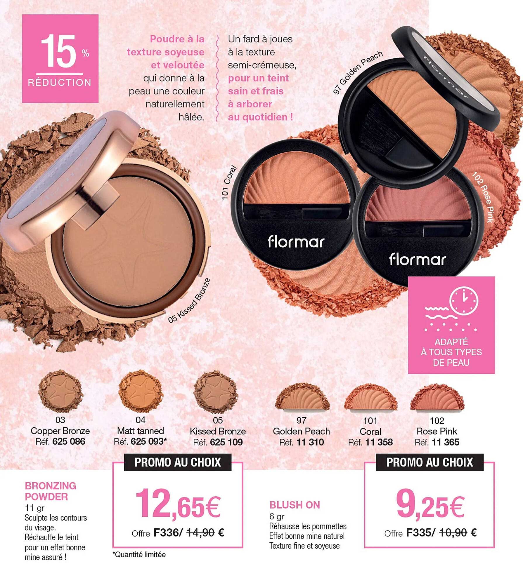 bronzing powder, blush on flormar