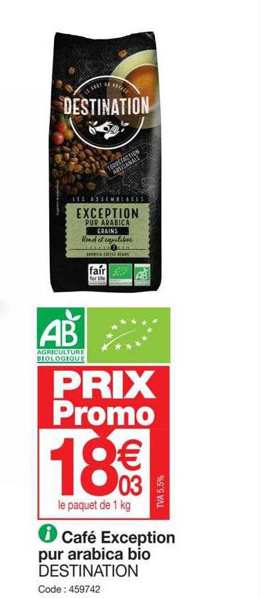 café exception pur arabica bio destination