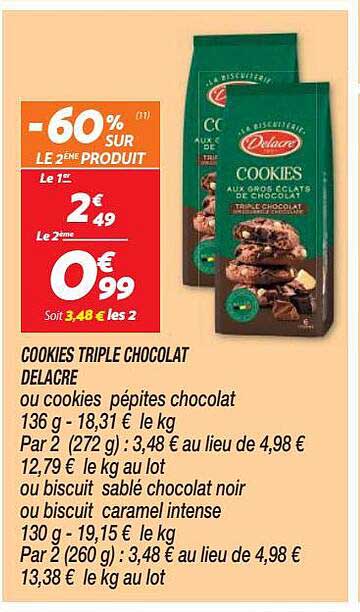 Cookies Triple Chocolat Delacre