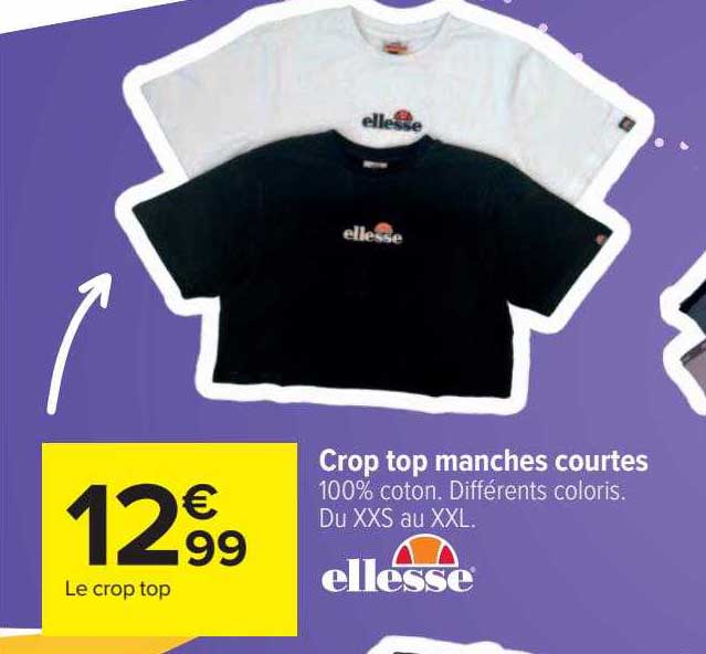 crop top manches courtes ellesse