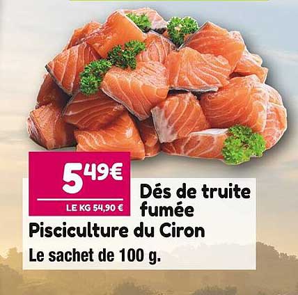 dés de truite fumée pisciculture de ciron