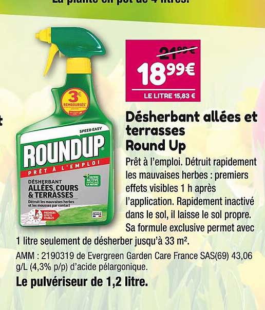 Désherbant Allées Et Terrasses Round Up