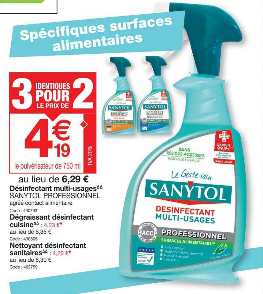désinfectant multi-usages sanytol professionnel