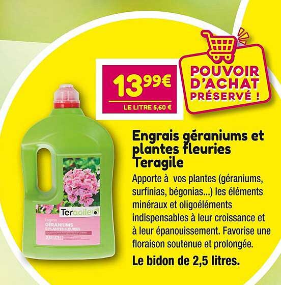 engrais géraniums et plantes fleuries teragile