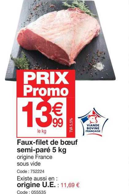 faux-filet de bœuf semi-paré