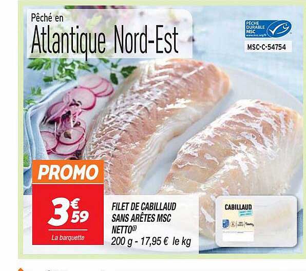 filet de cabillaud sans arêtes msc netto