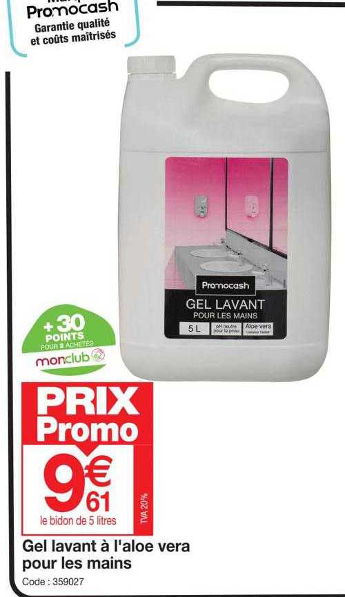 gel lavant à l'aloe vera pour les mains