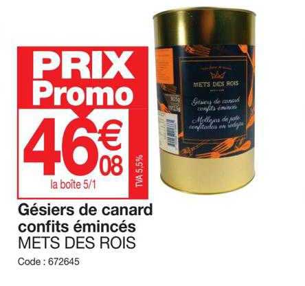 gésiers de canard confits émincés mets des rois