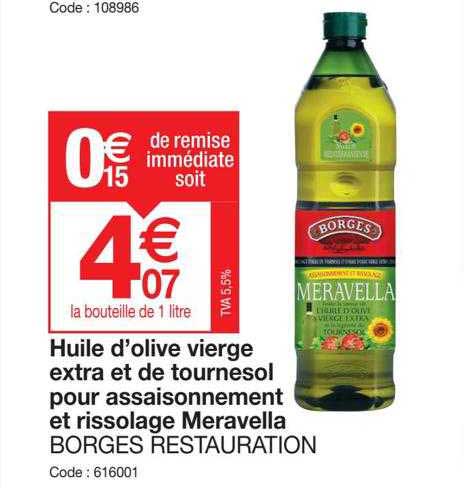 huile d'olive vierge extra et de tournesol pour assaisonnement et rissolage meravella