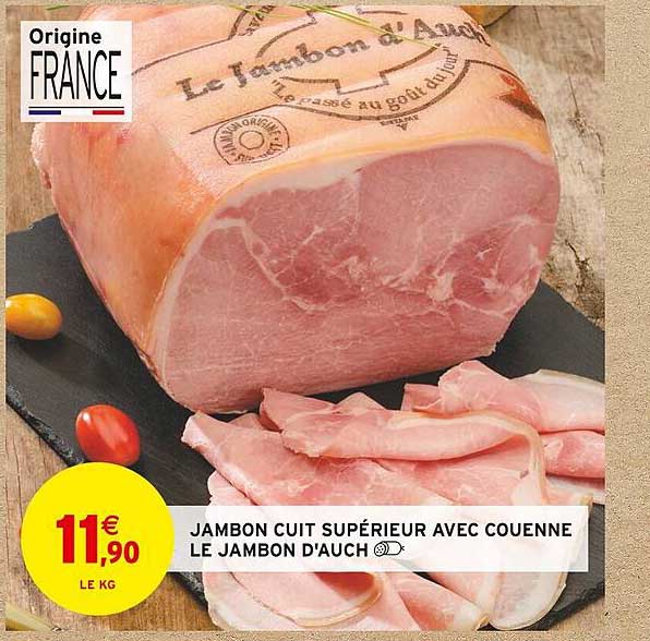 jambon cuit supérieur avec couenne le jambon d'auch