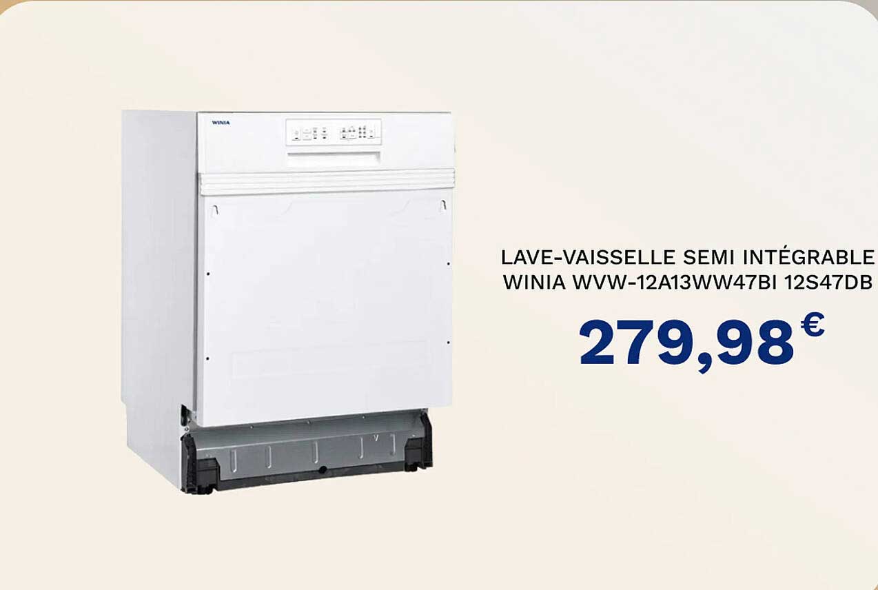 lave-vaisselle semi intégrable winia wvw-12a13ww47bi 12s47db
