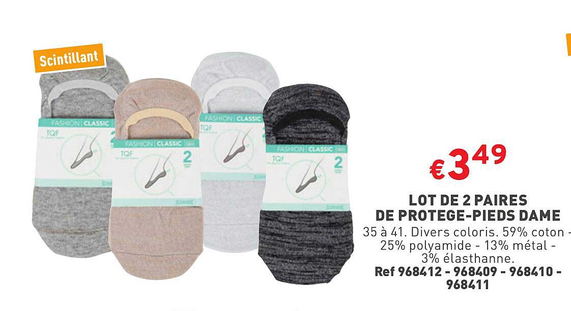 lot de 2 paires de protège-pieds dame