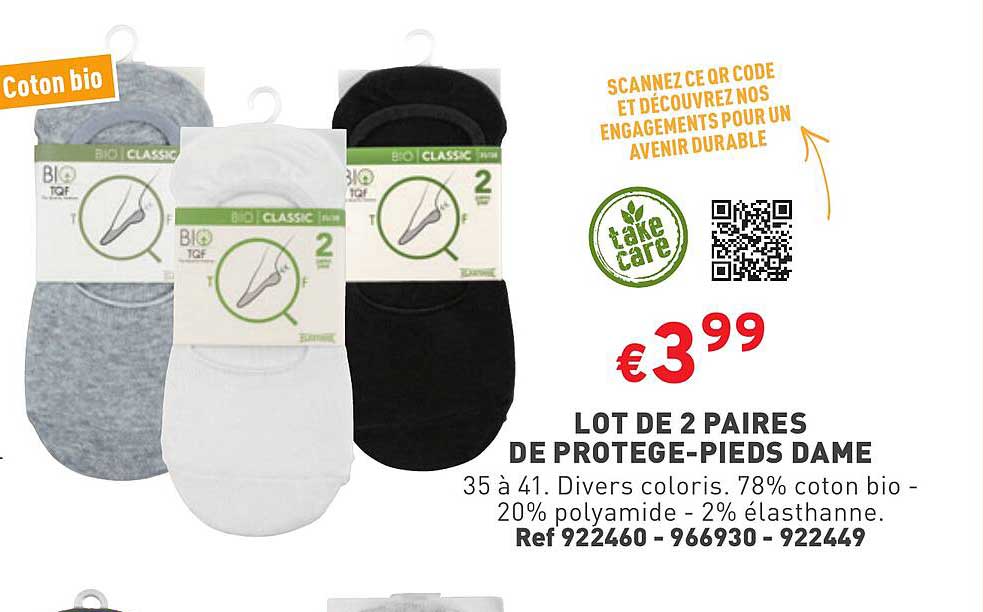 lot de 2 paires de protège-pieds dame