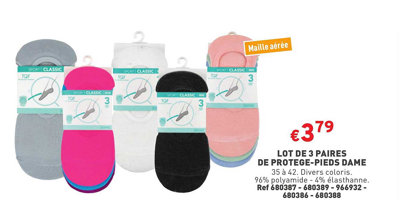 lot de 3 paires de protège-pieds dame
