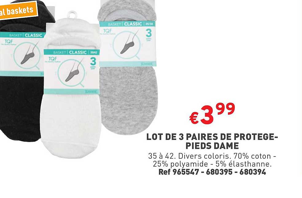 lot de 3 paires de protège-pieds dame
