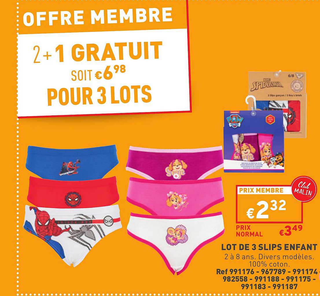 Lot De 3 Slips Enfant