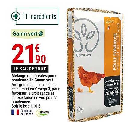 mélange de céréales poule pondeuse lin gamm vert