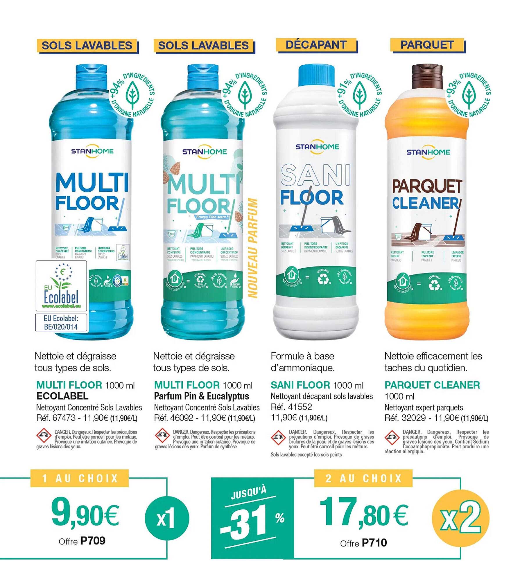multi floor écolabel, multi floor parfum pin & eucalyptus, sani floor, parquet cleaner