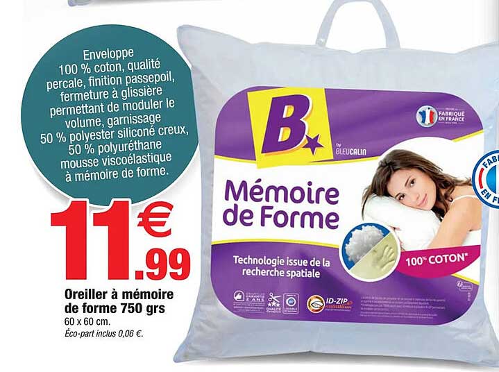 Oreiller à Mémoire De Forme 750 Grs