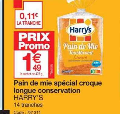 Pain De Mie Spécial Croque Longue Conservation Harry's