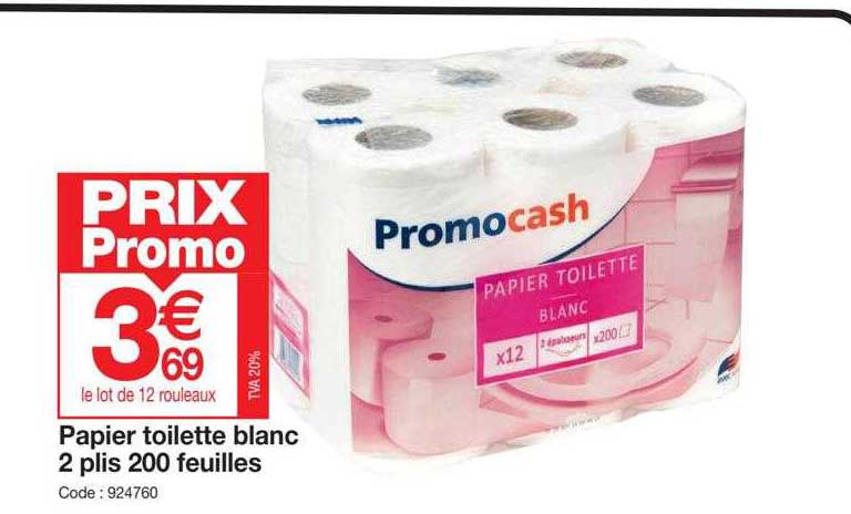 papier toilette blanc 2 plis 200 feuilles