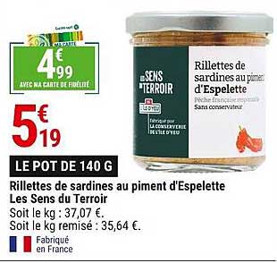 rillettes de sardines au piment d'espelette les sens du terroir