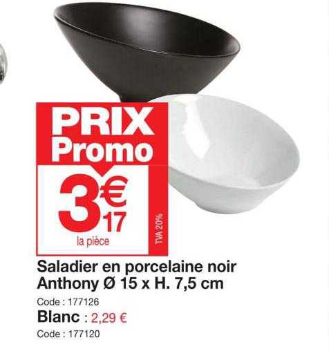 saladier en porcelaine noir anthony ou blanc