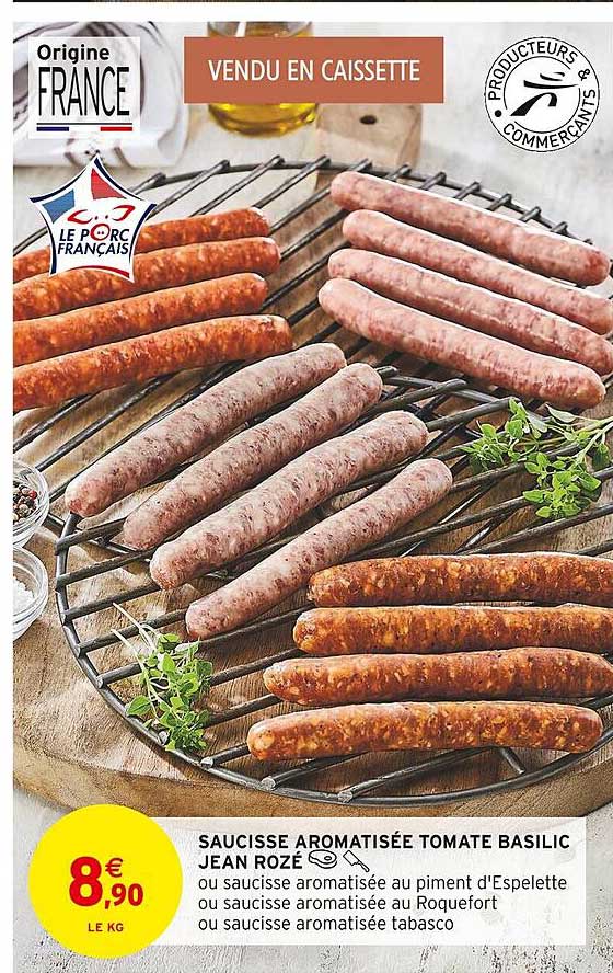 saucisse aromatisée tomate basilic jean rozé