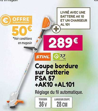 stihl coupe bordure sur batterie fsa 57 +ak10 +al101