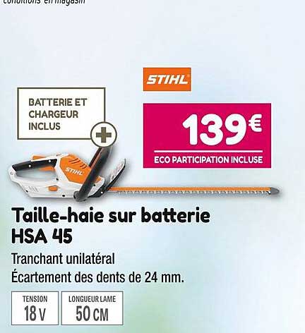 stihl taille-haie sur batterie hsa 45