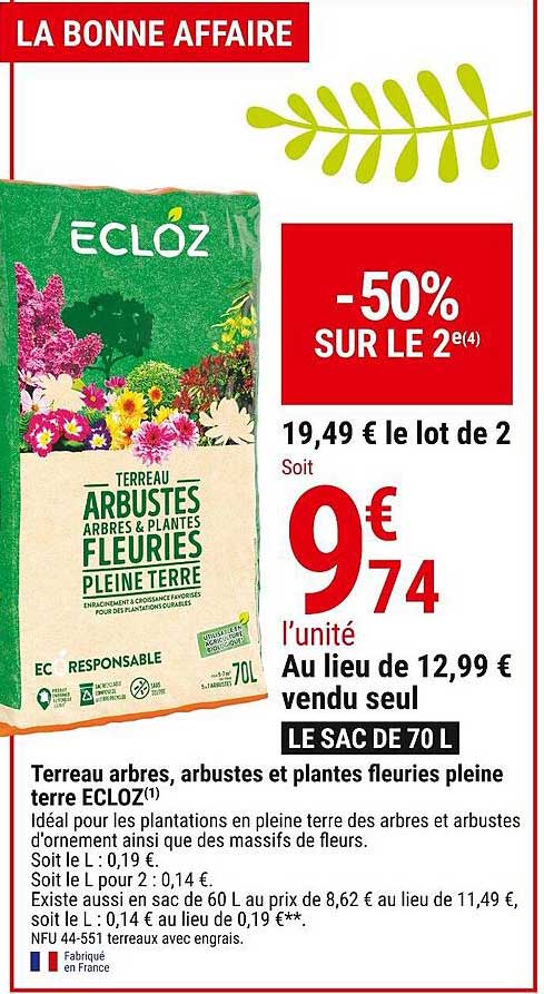 terreau arbres, arbustes et plantes fleuries pleine terre ecloz