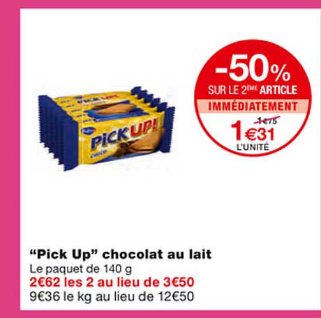 "pick up" chocolat au lait