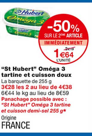 "st hubert" oméga 3 tartine et cuisson doux
