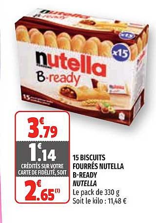 15 biscuits fourrés nutella b-ready nutella