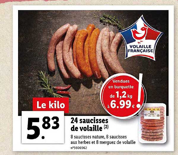 24 Saucisses De Volaille