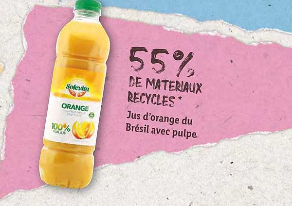 55% de materiaux recycles jus d'orange du bresil avec pulpe