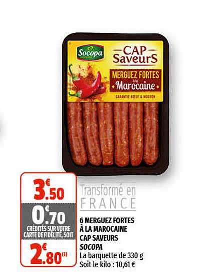 6 merguez fortes à la marocaine cap saveurs socopa