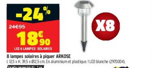 8 lampes solaires à piquer arkose