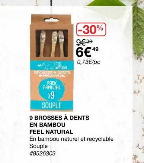 9 brosses a dents en bambou feel natural