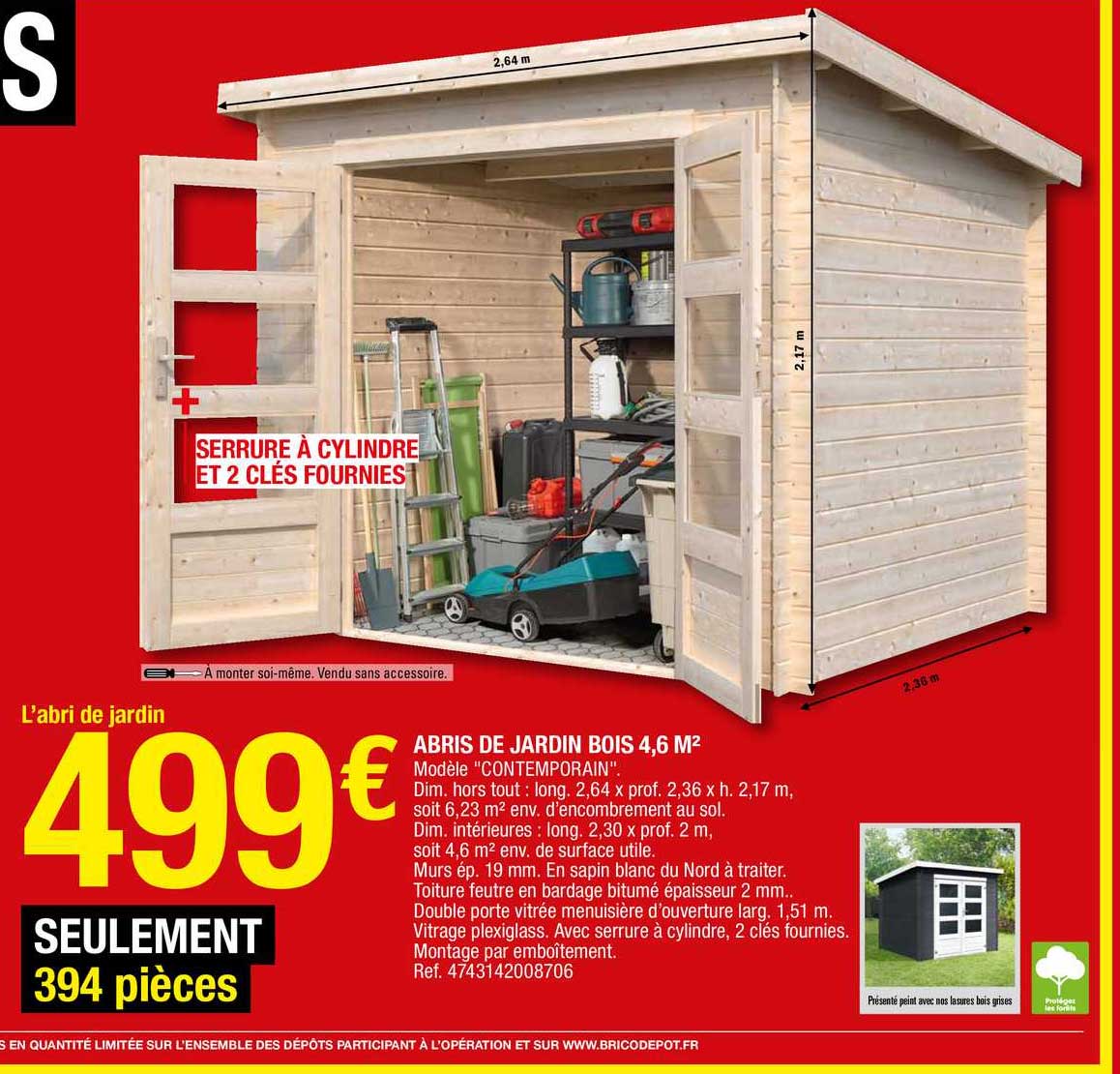 abris de jardin bois 4.6 m2