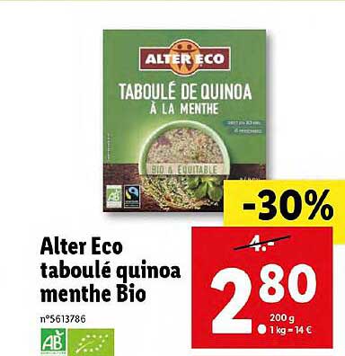 alter eco taboule quinoa menthe bio