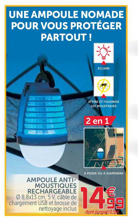 ampoule anti-moustiques rechargeable