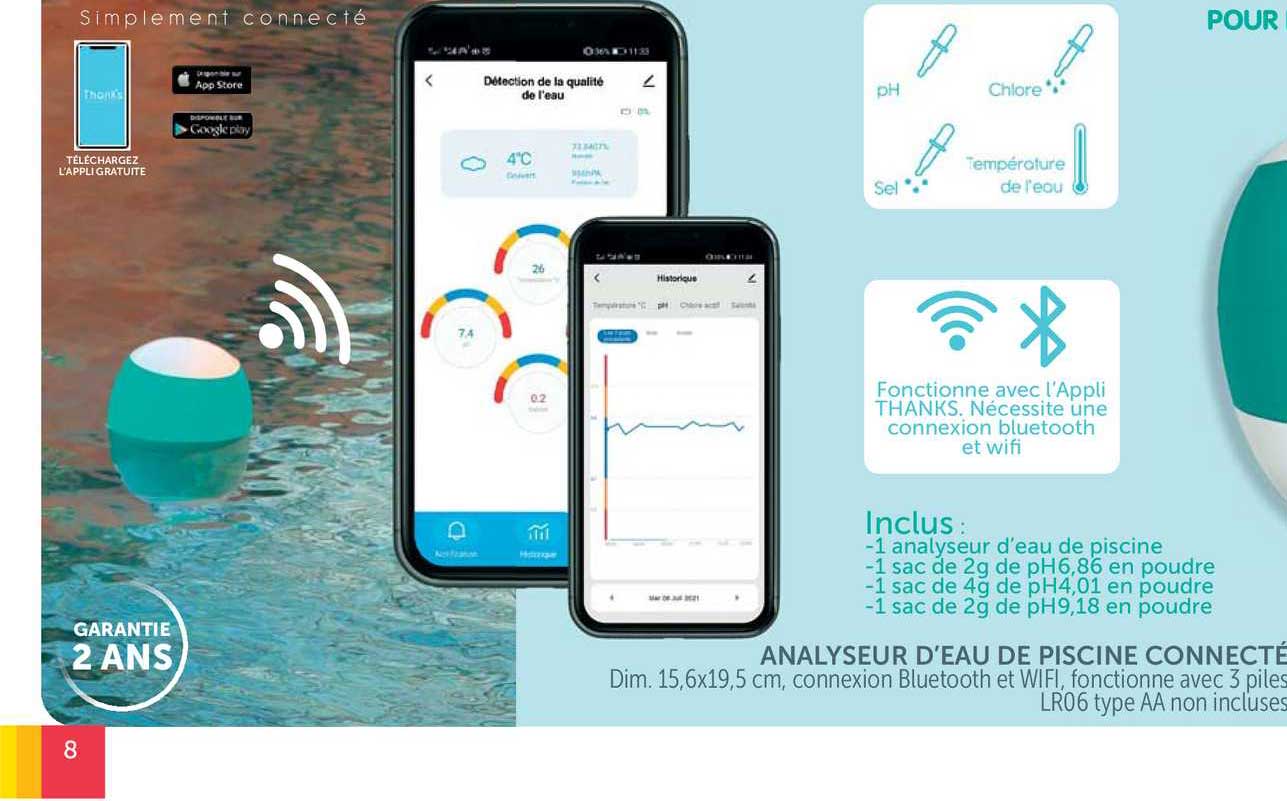 analyseur d'eau de piscine connecté