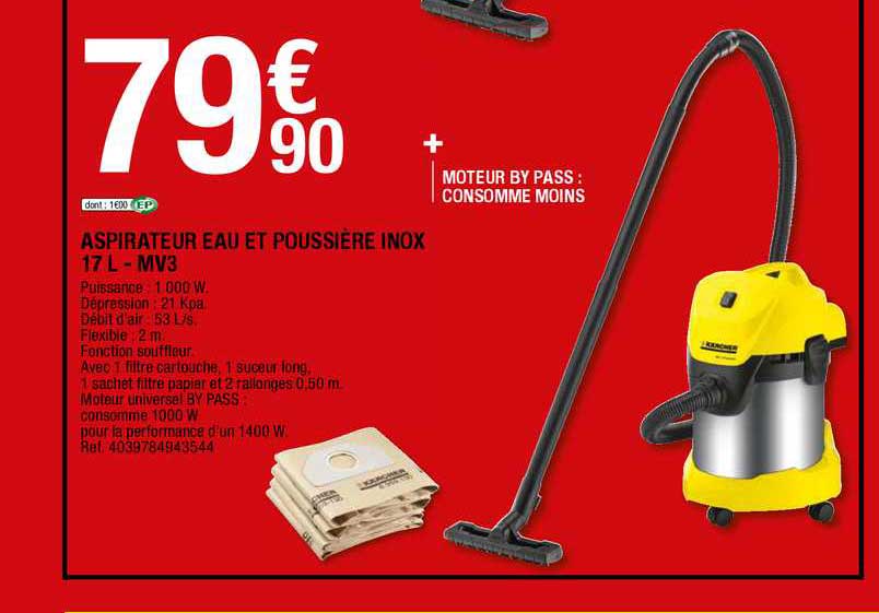 Aspirateur Eau Et Poussière Inox 17 L - Mv3