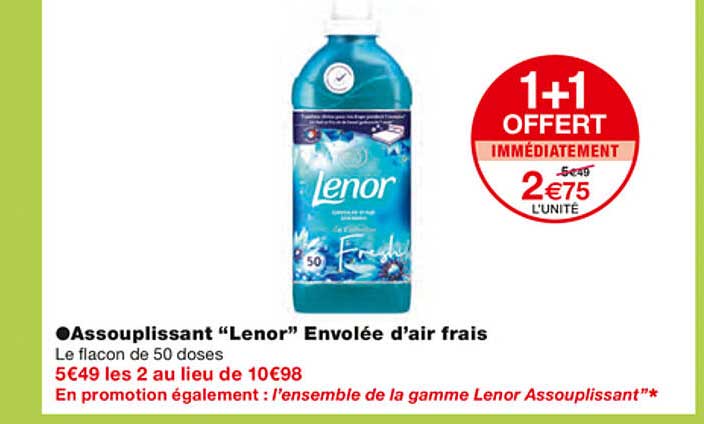 assouplissant "lenor" envolée d'air frais