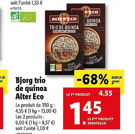 bjorg trio de quinoa alter eco