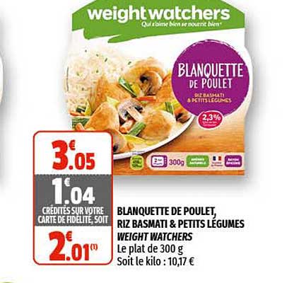 blanquette de poulet, riz basmati & petits légumes weight watchers