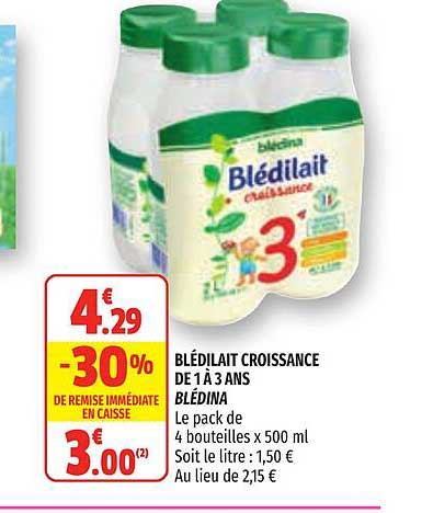 blédilait croissance de 1 à 3 ans blédina